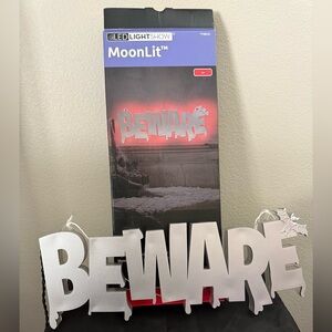 Moonlit Beware Neon Wall Sign.